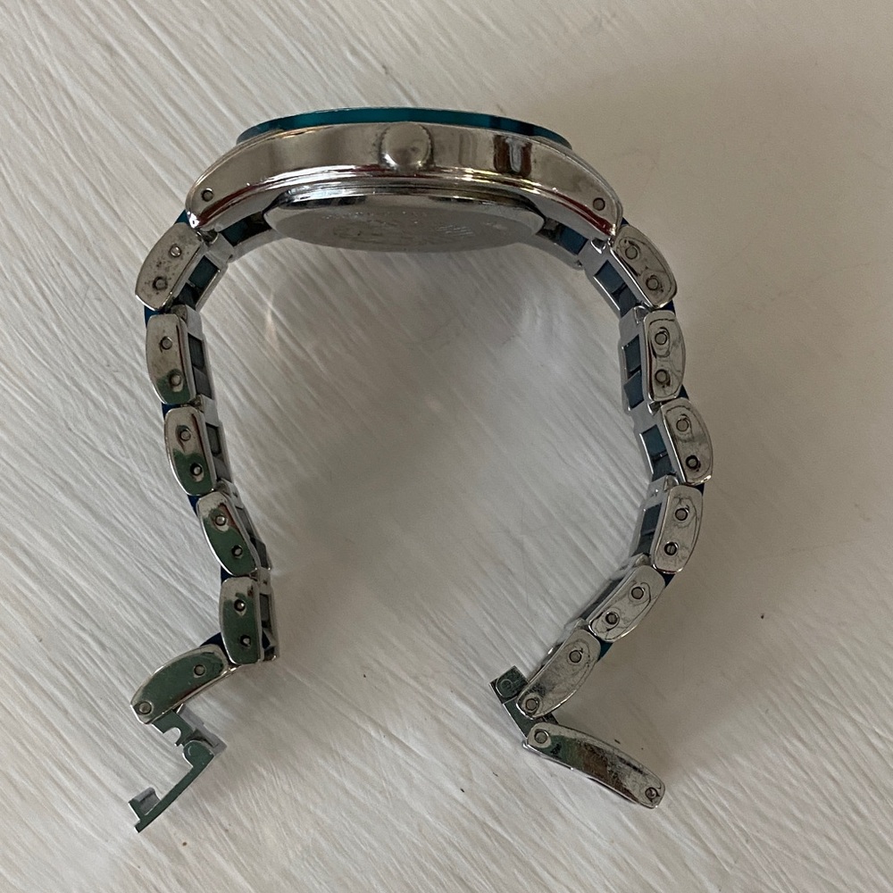 Anne Klein Teal Blue Dial & Enamel Link Silver Tone Sport Bracelet Watch - Picture 16 of 16